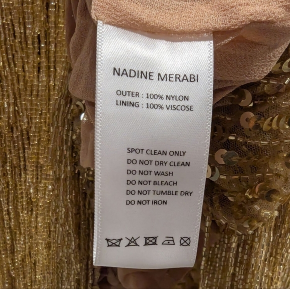 NWT Nadine Merabi Tammy Gold Fringe Beaded Mini Dress Size 10 - Picture 5 of 12
